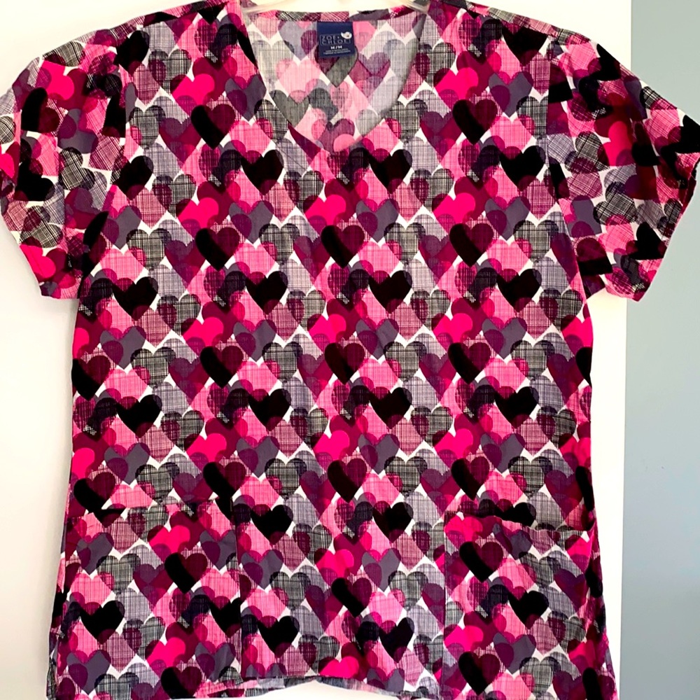 Heart themed scrub top